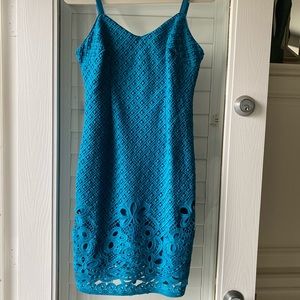 NWT White House Black Market Dress Woven Teal 4P